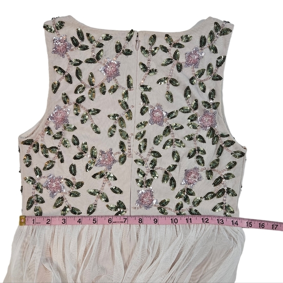 Adrianna Papell Floral Sequin Maxi Gown Sz 6 PETITE Formal Fairy Whimsical Dress - Picture 16 of 16